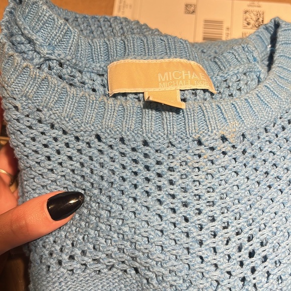 Michael Kors Women’s Size Small Open-knit Sweater, Light Blue Long Sleeve - Picture 8 of 8